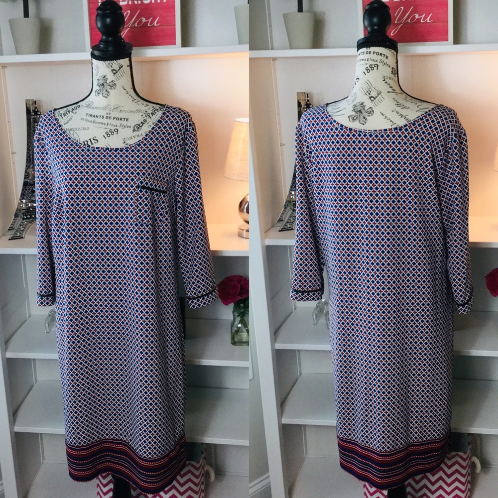 Merona Red/White/Blue Midi Dress